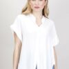 CAMICIA A MANICHE CORTE CON RISVOLTO - Bianco, TU
