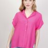 CAMICIA A MANICHE CORTE CON RISVOLTO - Fucsia, TU