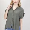 CAMICIA A MANICHE CORTE CON RISVOLTO - Verde militare, TU