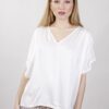 BLUSA CON MANICHE AD ALETTA - Bianco, TU