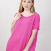 MAGLIA A MANICHE CORTE SCOLLO ROTONDO - Fucsia, TU