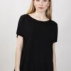 MAGLIA A MANICHE CORTE SCOLLO ROTONDO - Nero, TU