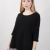 MAGLIA MANICHE A 3/4 - Nero, TU