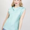 TOP CON SCOLLO A CAPPUCCIO - Verde acqua, TU