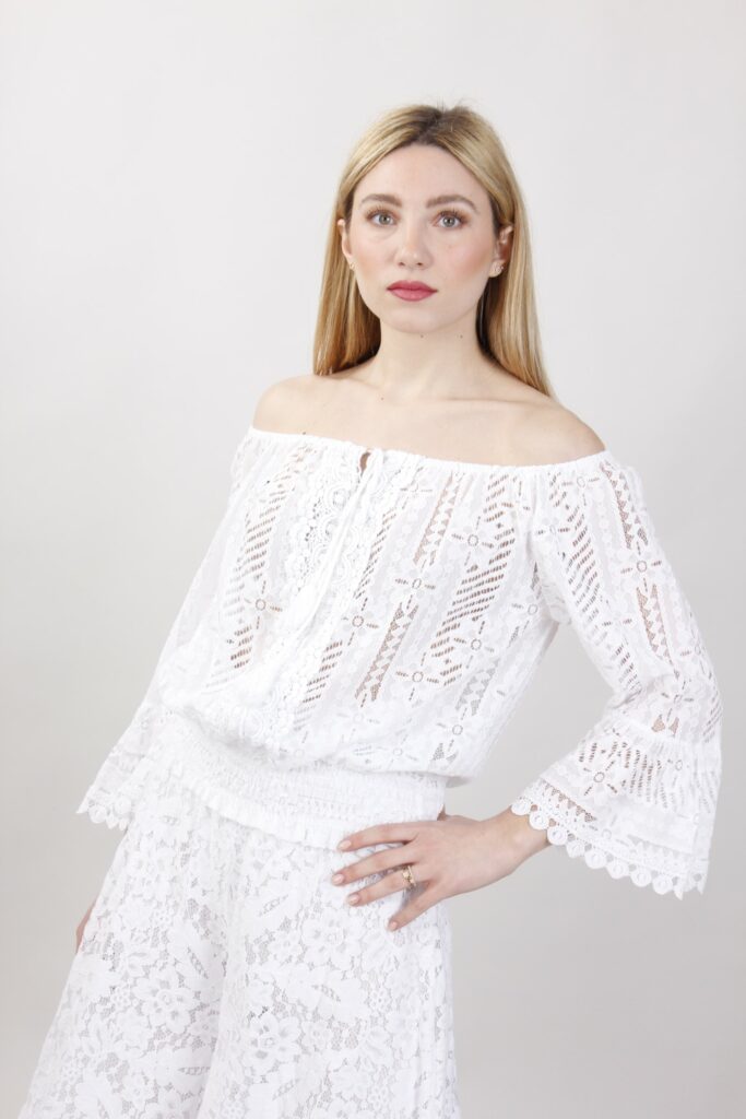 CASACCA IN PIZZO SCOLLO BARDOT - Bianco, TU 