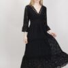 ABITO LUNGO IN PIZZO MANICHE ¾ - Nero, TU