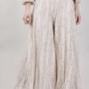 PANTALONI PALAZZO IN PIZZO - Beige, TU