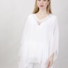 BLUSA CON MANICHE A FARFALLA - Bianco, TU