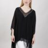 BLUSA CON MANICHE A FARFALLA - Nero, TU