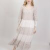 ABITO LUNGO IN PIZZO E SETA - Beige, TU