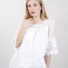 BLUSA IN SETA CON RICAMI FLOREALI - Bianco, TU