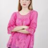 BLUSA IN SETA CON RICAMI FLOREALI - Fucsia, TU