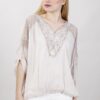 BLUSA IN SETA CON RICAMI - Beige, TU