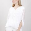 BLUSA IN SETA CON RICAMI - Bianco, TU