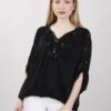 BLUSA IN SETA CON RICAMI - Nero, TU