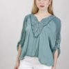 BLUSA IN SETA CON RICAMI - Salvia, TU