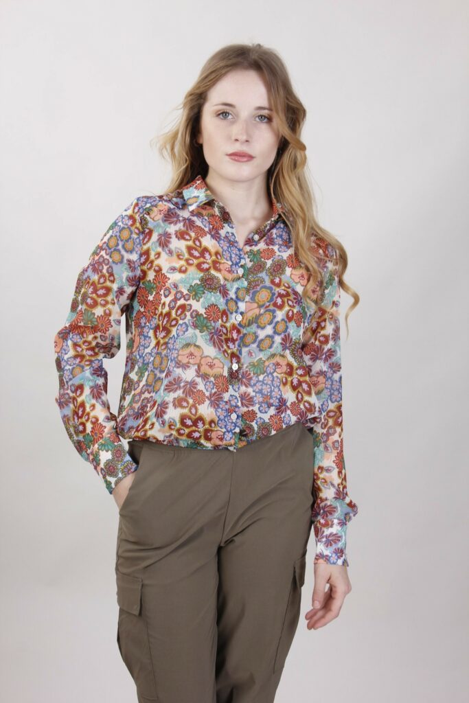 CAMICIA FLOREALE CON ROUCHES 