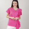 T-SHIRT CON ROUCHES - Fucsia, TU