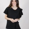 T-SHIRT CON ROUCHES - Nero, TU