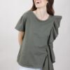 T-SHIRT CON ROUCHES - Military Olive, TU