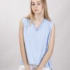 BLUSA SCOLLO A V IN VISCOSA - Celeste, TU