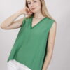 BLUSA SCOLLO A V IN VISCOSA - Verde bandiera, TU