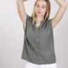 BLUSA SENZA MANICHE IN VISCOSA - Verde militare, TU