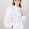 BLUSA IN PIZZO CON MANICHE AMPIE - Bianco, TU