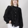 BLUSA IN PIZZO CON MANICHE AMPIE - Nero, TU