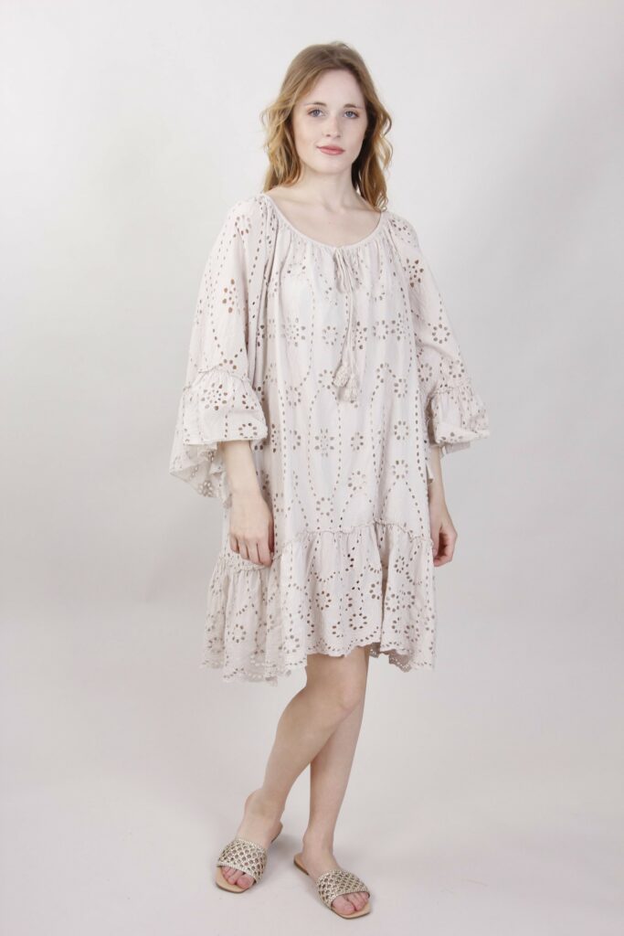 ABITO IN PIZZO SANGALLO OVERSIZE - Beige, TU 