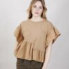 T-SHIRT CON ROUCHES - Cammello, TU
