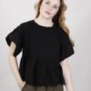 T-SHIRT CON ROUCHES - Nero, TU
