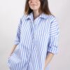 CAMICIA A RIGHE IN COTONE - Azzurro, TU