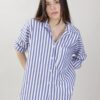 CAMICIA A RIGHE IN COTONE - Blu, TU
