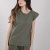 TOP MANICHE AD ALETTA - Military Olive, M