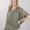 BLUSA IN SETA OVERSIZE - Verde militare, TU