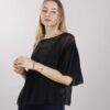 BLUSA MANICA ARRICCIATA - Nero, TU