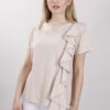 T-SHIRT CON ROUCHES - Beige, TU