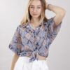 CAMICIA FANTASIA ETNICA MANICHE CORTE - Fantasia blu, TU