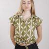 CAMICIA IN COTONE FANTASIA ETNICA - Verde militare, M