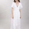 ABITO LUNGO IN COTONE CON PIZZO - Bianco, TU
