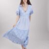 ABITO LUNGO IN COTONE CON PIZZO - Celeste, TU