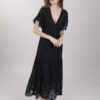 ABITO LUNGO IN COTONE CON PIZZO - Nero, TU