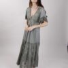 ABITO LUNGO IN COTONE CON PIZZO - Verde militare, TU