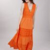 ABITO LUNGO IN COTONE CON PIZZO SENZA MANICHE - Arancio, TU