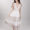 ABITO LUNGO IN COTONE CON PIZZO SENZA MANICHE - Beige, TU