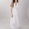 ABITO LUNGO IN COTONE CON PIZZO SENZA MANICHE - Bianco, TU