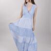 ABITO LUNGO IN COTONE CON PIZZO SENZA MANICHE - Celeste, TU