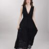 ABITO LUNGO IN COTONE CON PIZZO SENZA MANICHE - Nero, TU