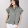 CAMICETTA CROPPED IN COTONE - Verde militare, TU